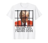 Trump For Prison 2024 Mono Naranja Mugshot Elección Divertida Camiseta