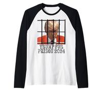 Trump For Prison 2024 Mono Naranja Mugshot Elección Divertida Camiseta Manga Raglan