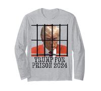 Trump For Prison 2024 Mono Naranja Mugshot Elección Divertida Manga Larga