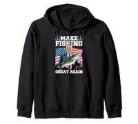 Trump Hace Que la Pesca Sea Grande Otra Vez Pescador con Bandera Estadounidense Sudadera con Capucha