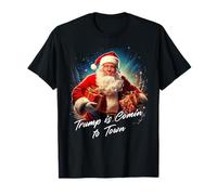 Trump is Comin' to Town - Santa Christmas Funny Graphic Camiseta