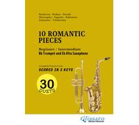 Trumpet and Alto Saxophone easy duets book - 10 Romantic Pieces (scored in 3 keys): beginner/intermediate