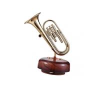 Trumpet Music Box Classical Wind Up Musicbox Twirling Music Box Rotating Base Brass Wind Instrument Miniature Replica Artware Gift for Christmas Birt