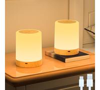 TRUMPETS Lámpara de Mesa LED Control Táctil RGB y Blanco Cálido USB Recargable, Luz Nocturna 256 Colores con Timer Sin Cables Ideal para Niños Habitación Cámping Bebé Dormir (2 Piezas | TIPO 2)