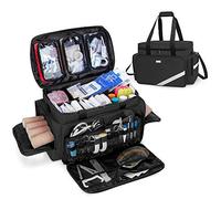 Trunab Bolsa de Emergencia Vacía Negro, de Enfermería y Rescate Profesional Gran Capacidad con Tablero de División Interior y Fondo Antideslizante, para Enfermera a Domicilio