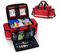 Trunab Bolsa Médica de Primeros Auxilios Vacía Bolsa Emergencias Rojo, Bolsa Urgencias con Divisores Interiores y Fondo Antideslizante, Ideal para EMT, EMS - Bolsa Vacía