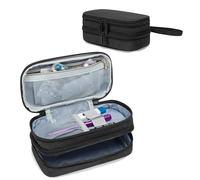 Trunab Pastillero Semanal Organizador 2 Veces al Día con Bolsa de Viaje Portátil, Pastillero Rainbow 7 Días Am Pm para Pastillas, Vitaminas, Aceite de Pescado, Soporte para Suplementos, Negro