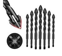 TRUNEB 4-Edge Cross Drill bit Set 7pcs,Masonry Drill bits Set, Hex Shank Drill bit Set,Multifunctional Cross Alloy Ceramic Drill bits Set for Ceramic Tile,Wall,Cement,Wood