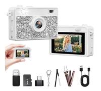 Trunsif Mini llavero cámara digital HD con tarjeta de 16 GB y llaveros geniales, color blanco