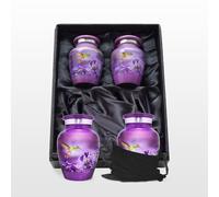 Trupoint Memorials Small Urns for Human Ashes Keepsake, Female Burial Urn, Decorative Mini Cremation Urn for Adult Men & Women - Set of 4, Purple Hummingbird