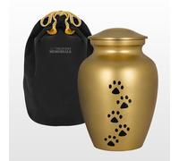 Trupoint Memorials Urna pequeña para Cenizas de Perros y Gatos, un Lugar de Descanso Amoroso para tu Mascota Especial, para Mascotas pequeñas de hasta 17 Libras, Color Dorado