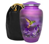 Trupoint Memorials | Urnas para Cenizas humanas | Adulto | Femenino | Urnas funerarias | Urnas funerarias | Urnas funerarias Decorativas | Urnas de cremación | Morado | Colibrí | Grande