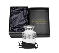 Trupoint Memorials - Urnas pequeñas conmemorativas para cenizas humanas, miniurna decorativa de cremación para adultos, blanco con ribete plateado.