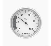 Trurovem Higrómetro mecánico de sauna con marco de aluminio y espejo de cristal, medidor de humedad montado en la pared de alta resistencia para spa en casa, 0-100% para lectura precisa RH, no