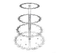 Trurovem Soporte acrílico transparente para cupcakes de 4 niveles con encaje para borde, torre de postre en forma de flor para bodas, fiestas, baby showers, capacidad para 38 cupcakes, para un fácil