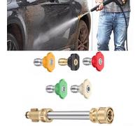 Trurovem Varita de extensión para lavadora a presión con 5 boquillas para Portland para Greenworks para Husky Electric Power Washer Piezas de repuesto Adaptador de latón Kit de herramientas de