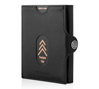 TRUSADOR Valencia - Cartera Delgada de Piel con Bolsillo Frontal y Tarjetero con protección RFID para Hombre y Mujer, Color Negro