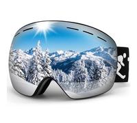 Trusiel Gafas de Esquí, Gafas Esqui Snowboard Nieve OTG, Ajustable Anti-Niebla Protección UV Gafas Esquí para Hombre Mujer Compatible con Casco para Esquiar Deportes de Invierno (Plata (VLT 10%))