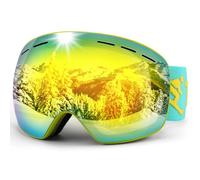 Trusiel Gafas de Esquí, Gafas Esqui Snowboard Nieve OTG, Ajustable Anti-Niebla Protección UV Gafas Esquí para Hombre Mujer para Esquiar Snowboard Deportes de Invierno (Verde (VLT 14%))