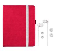 Trust 19107 - Funda Folio con función Soporte para Apple iPad, Rojo + Auriculares in-Ear, Color Rosa y Blanco