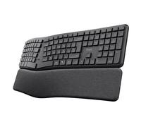 Trust Arvia Teclado Ergonómico Inalámbrico QWERTY Español, Negro | Dividido con Reposamanos, Silencioso, Multidispositivo, Bluetooth + 2.4GHz, PC Ordenador Portátil Mac