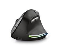 Trust Bayo Ratón Inalámbrico Ergonómico Recargable, 800-2400 dpi, RF 2.4GHz, 6 Botones, Receptor USB, Alcance 10 m, RGB, Ratón Vertical para PC, Ordenador Portátil, Mac - Negro