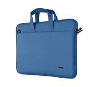 Trust Bologna Maletín para Portátiles de Hasta 16", Fino y Ecológico con Correa Ajustable para Hombro, Bolsa Reciclada para Viajes, Negocios, Trabajo, Universidad - Azul