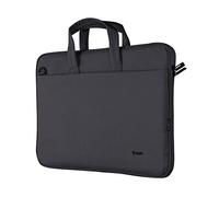 Trust Bologna Maletín para Portátiles de Hasta 16", Fino y Ecológico con Correa Ajustable para Hombro, Bolsa Reciclada para Viajes, Negocios, Trabajo, Universidad - Negro