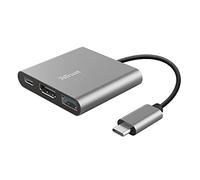 Trust Dalyx Adaptador multipuerto USB-C 3 en 1, Puerto USB-C PD para Cargar el Portátil, HDR y HDMI 1.4 (4K 30Hz), 5 Gbps Mediante USB 3.2 Gen 1, Ordenador Portátil/Macbook/PC/Chromebook