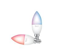Trust E14 Bombilla LED Inteligente, Luz LED Cambio Color, Pack de 2 | 1800-6500K, 5W, 470 Lúmenes, Compatible con Alexa y Google Home, No Hub, WiFi 2.4GHz, Lámpara Blanca y en Color