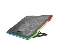 Trust Gaming GXT 1126 Aura Base de Refrigeración con Iluminación Multicolor para Ordenador Portátil de hasta 17.3 Pulgadas, Soporte para Portatil, Velocidad Ajustable, Modo Silencioso - Negro