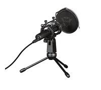 Trust Gaming GXT 241 Velica Micrófono USB Profesional para PC, con Condensador, Trípode, Filtro de Rejilla para Ordenador, Streaming, Youtube, Podcasting, Negro