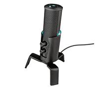 Trust Gaming GXT 258 Fyru Micrófono Gaming USB 4 en 1, Micro con Luces LED, 4 Patrones de Grabación, Micrófono PC para Podcasts, Vlogs, Streaming, Youtube, Twitch, PS4, PS5 - Negro