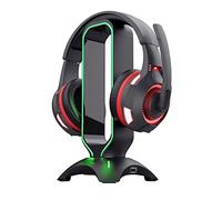 Trust Gaming GXT 265 Cintar Soporte para Auriculares RGB, Diseño Universal, 2 Puertos USB, Bordes Iluminados por LED, Soporte Cascos Gaming con Base Anti-Deslizante para Escritorio PC - Negro