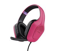 Trust Gaming GXT 415P Zirox Ligeros Cascos Gaming con Drivers de 50 mm para PC, Xbox, PS4, PS5, Switch, Mobile, Conexión 3.5 mm, Micrófono Plegable, Auriculares con Cable 2m Over-Ear - Rosado