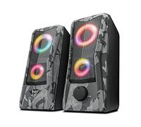 Trust Gaming GXT 606 Javv Altavoces PC Gaming 2.0 con Iluminación RGB, 12W, Alimentación USB, Jack 3,5 mm, Sistema de Altavoces para Ordenador, Portátil - Camuflaje Gris