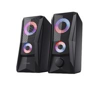 Trust Gaming GXT 606B Javv Altavoces PC Gaming 2.0 con Iluminación RGB, 12W (6W RMS), Alimentación USB, Jack 3,5 mm, Altavoz Estéreo, Sistema de Altavoces para Ordenador, Portátil - Negro
