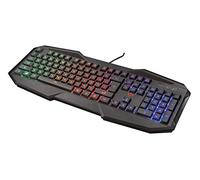 Trust Gaming GXT 830-RW Avonn Gaming Keyboard QWERTZ Alemán Disposición Alemana, Iluminación de Ondas Arcoiris, Anti-Ghosting, Modo de Juego, 12 Teclas Media, Teclado USB para PC/Laptop - Negro