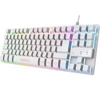 Trust Gaming GXT 833W Thado TKL Teclado alemán QWERTZ, Teclado para Juegos Compacto 80% USB, de Metal, Anti-ghosting, iluminación LED, Materiales reciclados, para PC, Ordenador portátil, Mac - Blanco