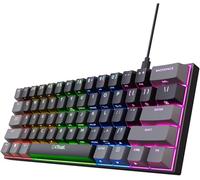 Trust Gaming GXT 867 Acira 60% Teclado Mecánico AZERTY Francés, Teclas de Doble Función, Iluminación RGB, USB Compacto Mini Teclado Gamer 60 Porcentaje Programable PC Portátil - Nero/Gris