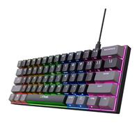 Trust Gaming GXT 867 Acira 60% Teclado Mecánico QWERTY US, Teclas de Doble Función, Iluminación RGB, Mini Teclado de Juego Programable USB 60 Porcentaje PC Portátil - Negro/Gris