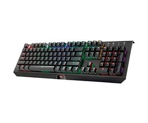 Trust Gaming GXT 890 Cada Teclado AZERTY Gamer Mecánico RGB, Interruptores Blancos Outemu, Anti Ghosting, Teclas Macros Programables - AZERTY, Negro