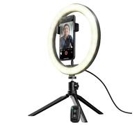 Trust Gaming Maku Aro de Luz con Trípode, Anillo de Luz con Soporte para Móvil, Control Remoto Bluetooth, para Selfie, TikTok, Youtube, Maquillaje, Fotografía, Vlog - Negro