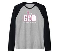 Trust God Plan His Way is Better Christian Faith Jesus Cross Camiseta Manga Raglan