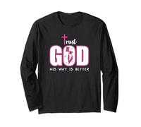 Trust God Plan His Way is Better Christian Faith Jesus Cross Manga Larga