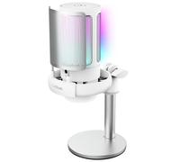 Trust gxt 238w auron gris, blanco micrófono para crear podcasts