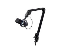 GXTrust 255+ Onyx Micrófono Profesional con Brazo, Patrón Cardioide, Con Filtro Pop, USB, LED, para Grabación, Podcasting, Streaming, Radiodifusión, Negro