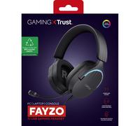GXTrust 490 Fayzo Cascos Gaming USB 7.1 Sonido Envolvente, Drivers 50mm, 85% Plástico Reciclado, Micrófono con Cancelación de Ruido, RGB Auriculares con Cable Over-Ear PC PS5 - Negro