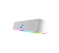 Trust Gaming GXT 619W Thorne Barra de Sonido con Iluminación RGB 12W, Altavoces PC Gaming Estéreo 2.0, Alimentación USB, 3,5 mm Jack, Soundbar para Ordenador, Portátil - Blanco