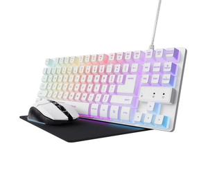 Trust GXT 794W Pack Gaming Teclado TKL RGB Blanco + Ratón Inalámbrico RGB Blanco + Alfombrilla Negra